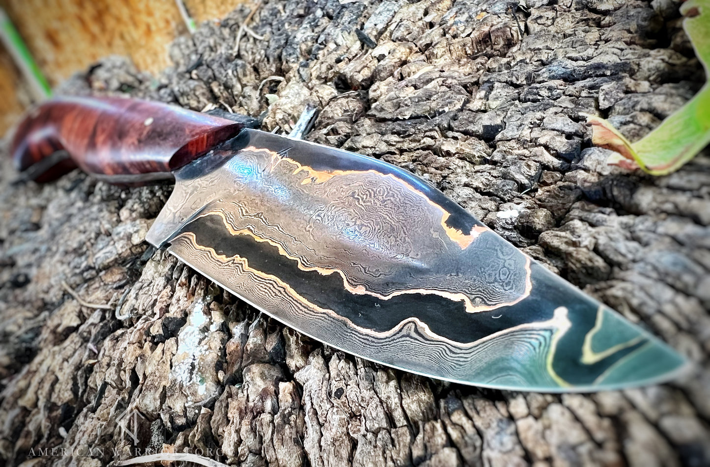 Copper Damascus Clip Point Hunter
