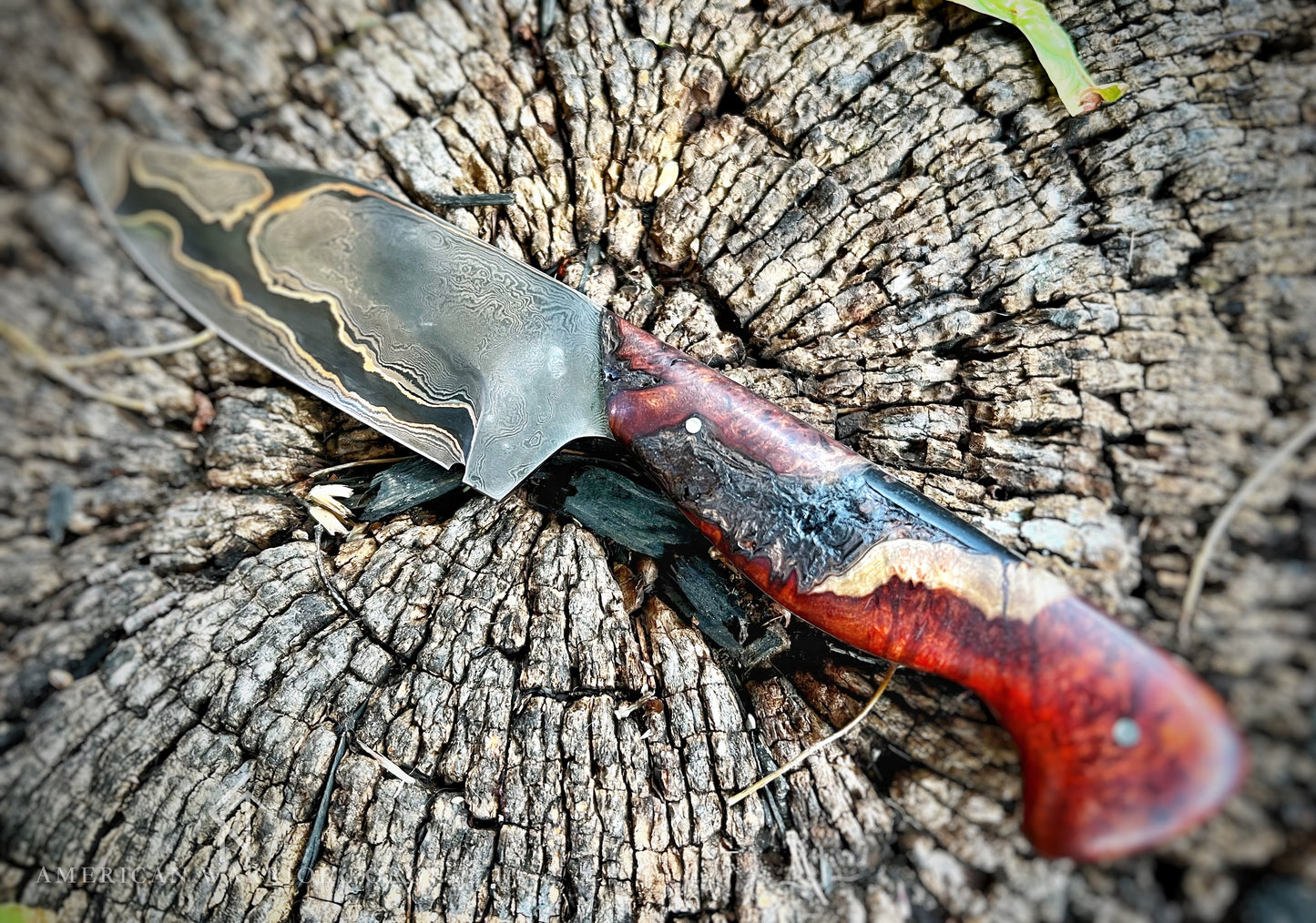 Copper Damascus Clip Point Hunter