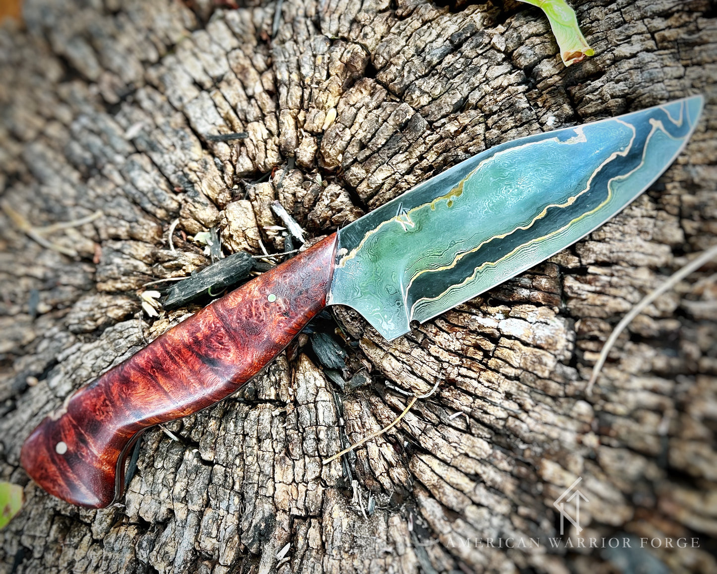 Copper Damascus Clip Point Hunter