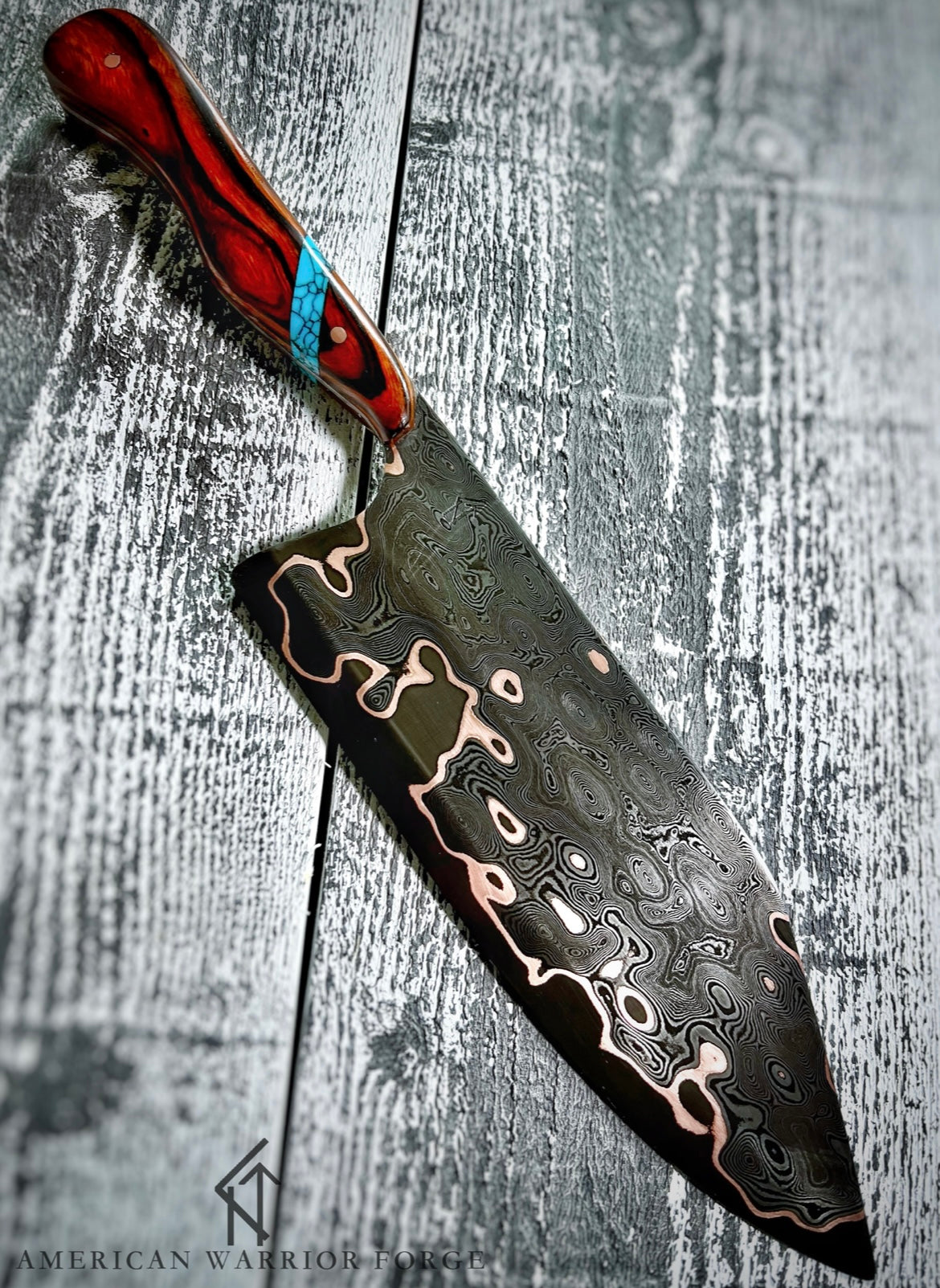 Copper Damascus Go-Mai Chef Knife